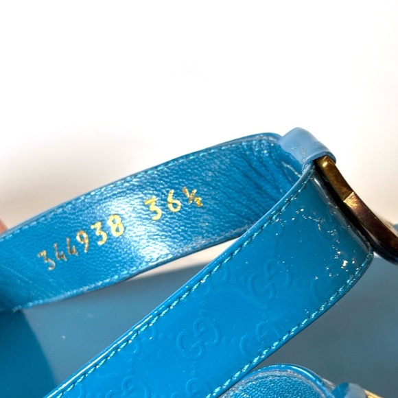 Gucci Blue Patent Leather GG Logo Sandals – Made in Italy size 36.5 - Picture 6 of 7